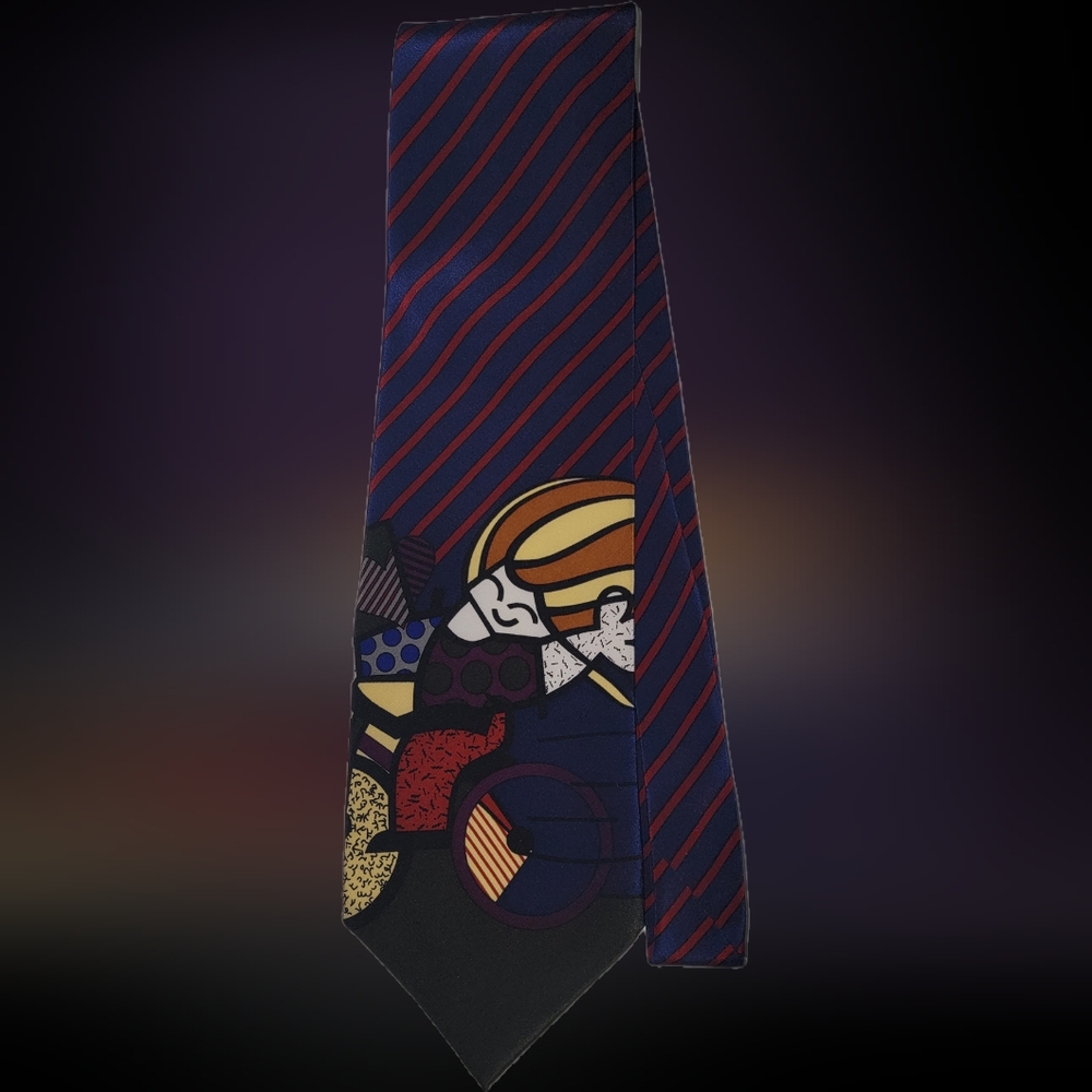 ROMERO BRITO Men's Tie All Silk Made In USA Man On Bike